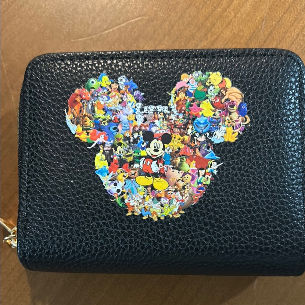 Disney Character Black Wallet double zipper